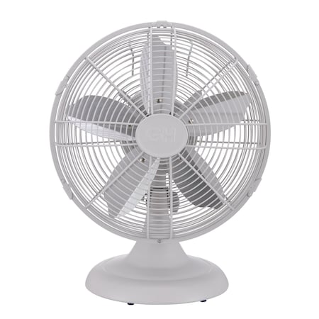 Good Housekeeping 12" Retro Table Fan in Matte White 92602
