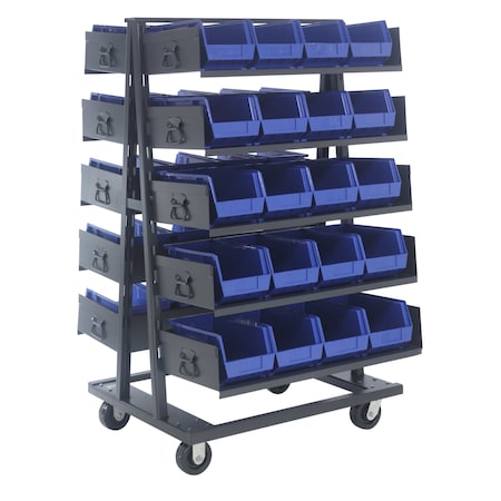 Quantum Storage Systems DOUBLE SIDED TRUCK W/ 10 TRAYS AND 40 BINS GREEN TTD-OT15-240GN