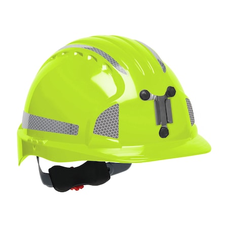 Jsp Standard Brim Mining Hard Hat w/HDPE Shell, 6-Point Polyester Suspension, Wheel Ratchet Adjustment an 280-EV6151MCR2-LY