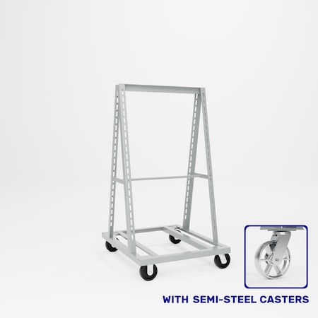 Pucel Double Sided A-Frame Truck, 35 in W x 40.5 in D x 65.5 in H, 8 in Casters, Gray D-AFT-8S