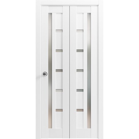 Sartodoors Sliding Closet Bi-fold Doors White Solid Core Modern Interior QUADRO4088BF-WS-48 x 84 (2* 24x84)