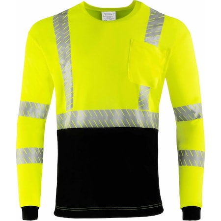 Ironwear Class 3 Hi Vis Two Tone Long Sleeve T-Shirt with Segmented Reflective Tape, Lime, 4X-Large 1841-L-4XL