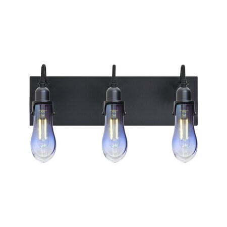 Besa Lighting Wish Wall, Blue/Clear, Black, 3x4W LED Filament 3WG-WISHBL-EDIL-BK