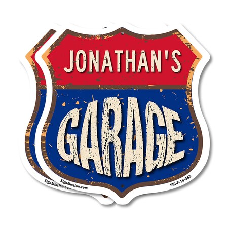 Signmission Jonathan's Garage, 18 inch X 18 inch, Plastic Sign, 2PK SHI-P-2PACK-18-383-JONATHAN