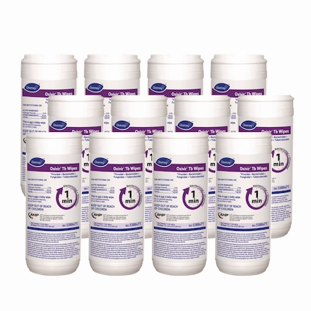 Diversey Oxivir TB Disinfectant Wipes, 6 x 7, White, 60/Canister, PK12, 12PK 5388471