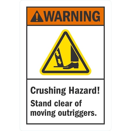 Lyle Warning Crushing Hazard! Stand Clear Of Moving, 3.5x5, Non-Reflective, White G-14640-ND_3.5x5