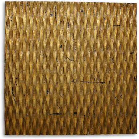 Homeroots 36" X 36" Gold Abstract Wood Hanging Dimensional Sculpture 274797