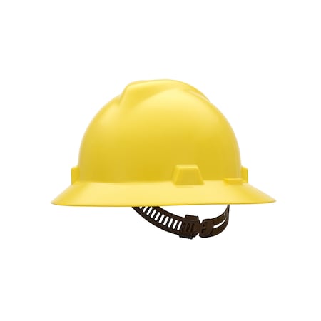 Msa Safety V-Gard Slotted Full Brim Hard Hat, Staz-On Suspension, Type I, Class E, Yellow 454730