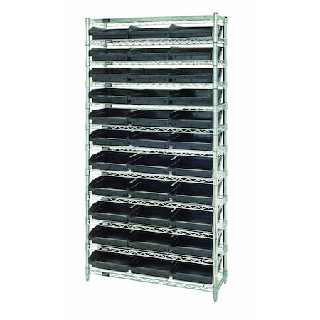 Quantum Storage Systems WIRE SHELVING UNIT W/33 CONDUCTIVE BINS WR12-110CO