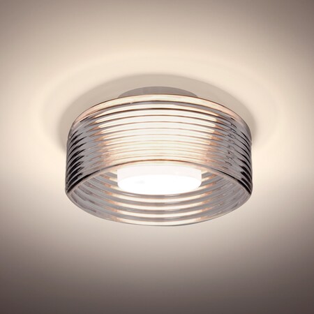 Besa Lighting Belu Ceiling, Smoke Shade, Satin Nickel Finish, 1x5W LED BELUSMC-LED-SN