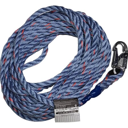 Miller 5/8" Diameter Nylon Rope Lifeline with Thimble and Carabiner 194R-2/50FTWH