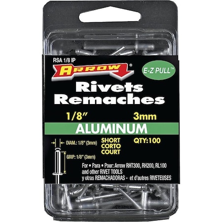 Arrow Fastener Rivet Short Alum 1/8X1/8In RSA1/8IP