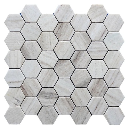 Apollo Tile 12x12 Soft White Beige Crystal Sand Polished Marble Hexagon Wall and Floor Tile 4.83 sq ft/case, 5PK APLSAH88G39PA