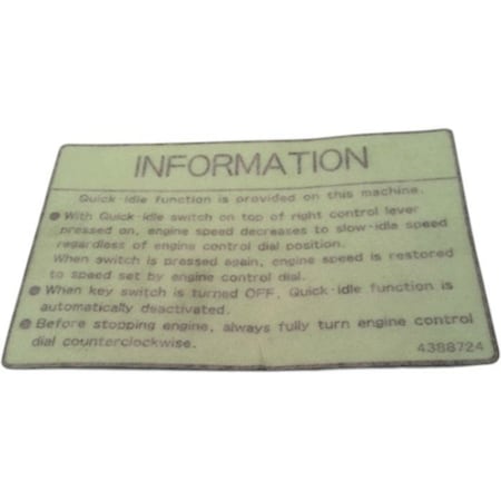 John Deere LABEL, JOHN DEERE OEM 4388724 4388724
