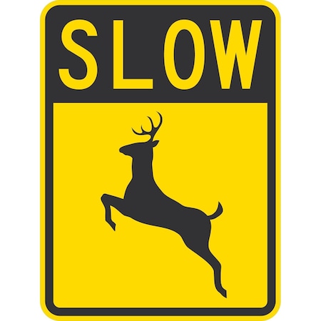 Slow (W/ Deer Graphic), 18x24, High Intensity Prismatic, Yellow