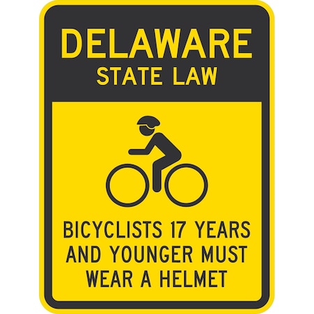 Lyle Bicyclists 18 Years And Younger Must Wear A Helmet (with, 18x24, High Intensity Prismatic, Yellow G-10778-HI_18x24