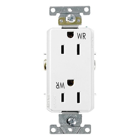 Leviton Plugs&Rcptcls, 15A, 125VAC, Wht, PBT, PK1 WDR15-W