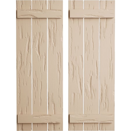 Ekena Millwork Rustic Three Board Spaced Board-n-Batten Pecky Cypress Faux Wood Shutters, 17 1/2"W x 54"H SHUBSS17X54PCPR