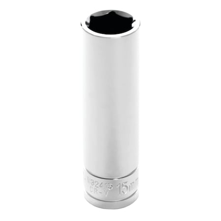 Performance Tool 1/2 In Dr. Deep Socket 15Mm Socket Dp 15Mm, W32415 W32415