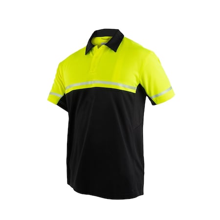 First Tactical HI VIS PERFORMANCE POLO, 100% Polyester, Button, 0 Pocket(s), Yellow, S 112516