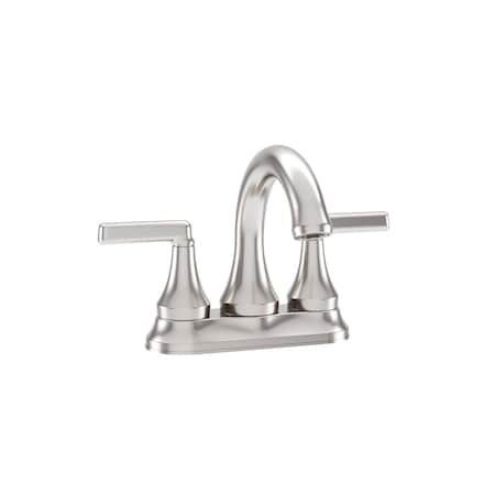 Symmons Birch 4 Inch Centerset Two-Handle Bathroom Faucet with Push Pop Drain (1.0 GPM) SLC5912STNPP