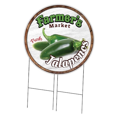 Signmission Corrugated Plastic Sign With Stakes 36in Circular-Farmers Market Jalapenos, C-36-CIR-WS-Jalapenos C-36-CIR-WS-Jalapenos
