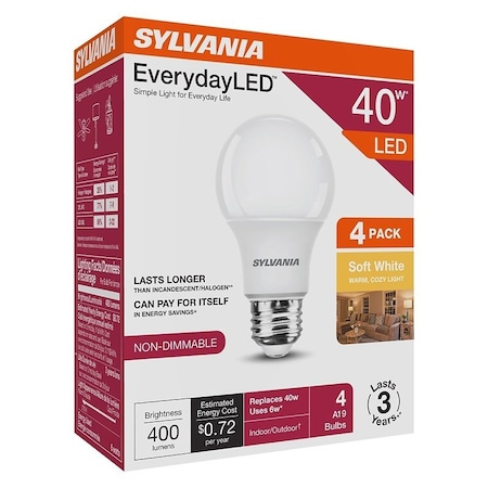 Sylvania BULB LED A19 SOFT WHITE 40W 42012
