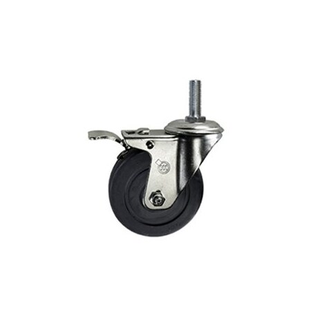 Service Caster 4 Inch Soft Rubber Wheel Swivel 12mm Stem Caster with Total Lock Brake SCC SCC-TSTTL20S414-SRS-M1215