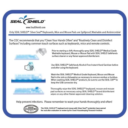 Sealshield Seal Shield Medical Grade Antibacterial Mouse Pad - Plastic - Waterproof - 10 SSMP10