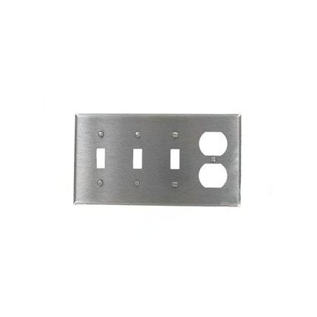 Leviton Combination Wallplate, Standard Size, Gang 4, Stainless Steel 84043