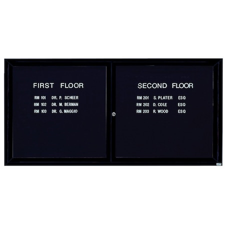 Aarco Enclosed Letter Board Directory w/ Bronze Anodized Aluminum Frame, 36''Hx72''W, 2 Doors ADC3672BA