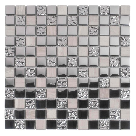 Apollo Tile Light Gray 11.7 in x 11.7 in Glass, Stone Polished Floor and Wall Mosaic Tile 4.75 sqft/case, 5PK APLHTC88209-23A