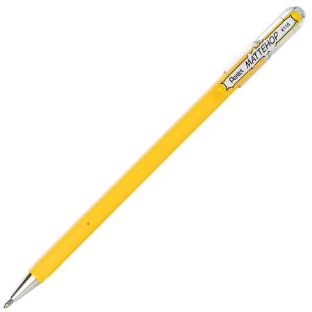 Pentel Hybrid MATTEHOP Gel Roller, 1.0mm, Matte Yellow Ink, 12PK K110-VG