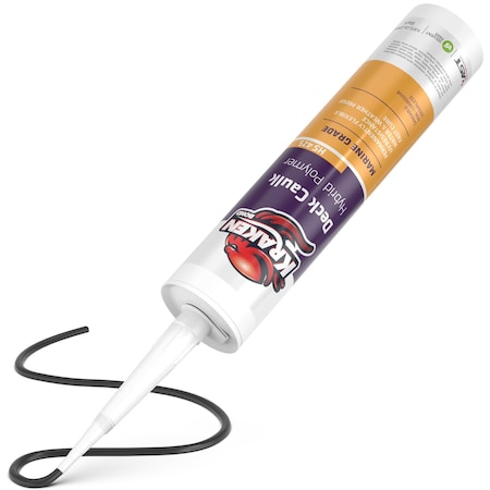 Krakenbond Kraken Bond Deck Caulk Hybrid Polymer Sealant, Marine Grade Waterproofing, Black, 9.8 oz, 1 Pack KR804APS