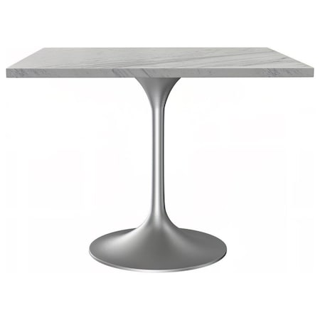 Leisuremod Square 36.41 in W, 29.34 in L, Resin/Stainless Steel, White VT20BS-S36WMR