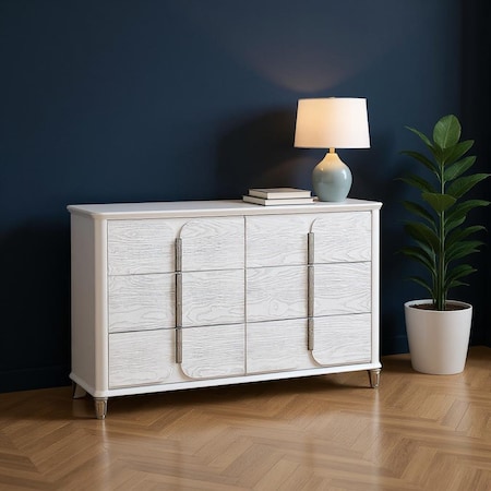 Homeroots 63" Gray Wood Six Drawer Double Dresser 633703