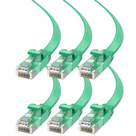 Maximm Cat6 Flat Ethernet Cable 25ft, 6PK, Green, 6PK CAT6F-25FTGREEN6PK