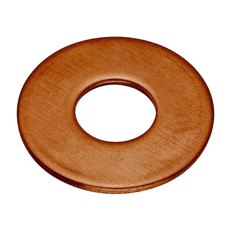 Zoro Select Flat Washer, For Screw Size 3/8 in , Copper Plain Finish, 5 PK WASB38RCU