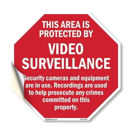 Signmission This Area Is Protected by Video Sur, 18 Inch X 18 Inch, Vinyl Decal OC-D-18-330