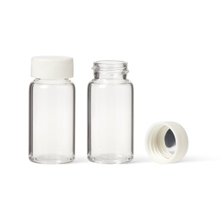 United Scientific Scintillation Vials 20mL attached white Urea cap 22-400 cork foil liner, 500PK UNSCVL004