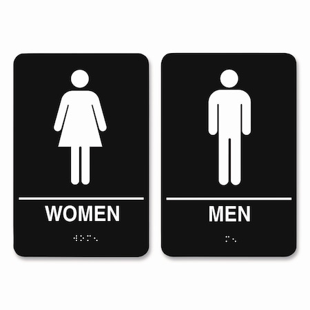 Cosco Indoor Restroom Door Sign, Men/Women, 5.9 x 9, Black/White, 2PK 098095