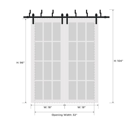 Sartodoors Barn Bypass Interior Door, 36" x 96", White QUADRO4112BBB-WS-3696