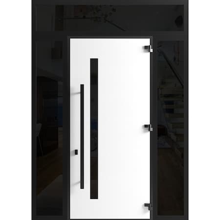 Vdomdoors Front Exterior Prehung Steel Door Ronex0162 Red Oak 96 2 Sidelight and Transom Window Sidelite RONEX0162EXD-RED-W14+36+14xH96+16-LH-I
