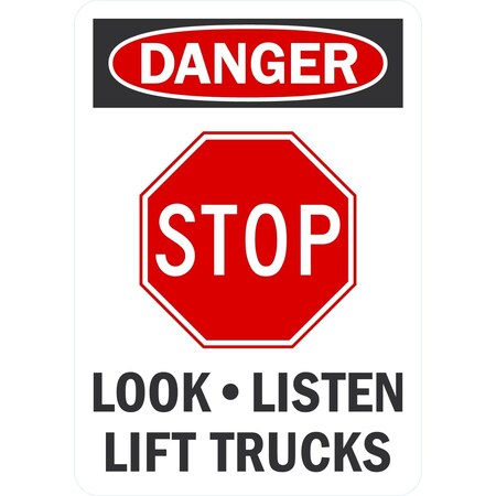 Lyle Stop, Look, Listen Lift Trucks, 7x10, Engineer Grade, White G-17027-ED_7x10