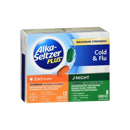 Alka-Seltzer Plus Day/Night Gel Caps, 325/10/5mg, 325/10/6.5mg, 20PK 16500055531