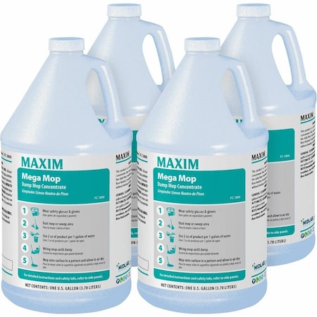 Maxim Mega Mop Damp Mop Concentrate, Lemon Scent, 1 gal Bottle, PK4 180000-41