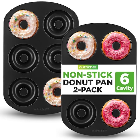Nutrichef Nonstick Donut Pans for Baking, 2PK NCDP2LGBK