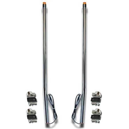 Replacement For Dodge Ram 2500 Year 2021 Stainless Steel Bumper Guides W/ Amber Leds Mount Brackets