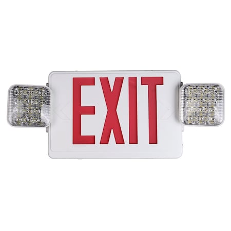 Honya Lighting LED Exit Sign and Emergency Light Combo 2x2.2W/ 120&277V/White/ Red Face HY-EXLCOMB01RED