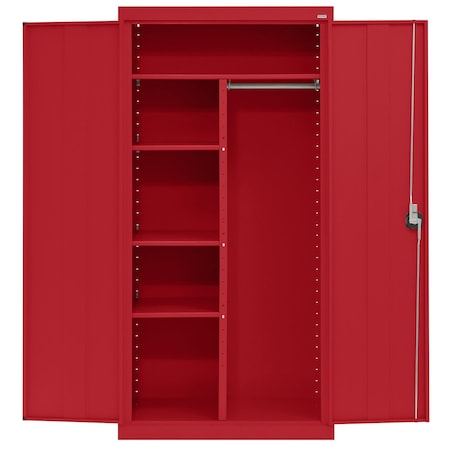 Sandusky Lee Combo Storage Cabinet, 72 in H, 36 in W, 18 in D, Recessed, Keyed, Red, 4 Shelves EACR361872-01